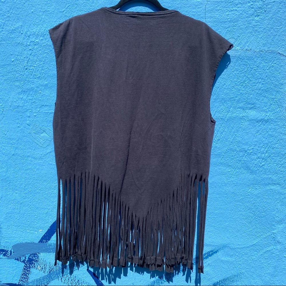 Vintage black hot air balloon crop top tee with fringe, size large - Picture 7 of 9